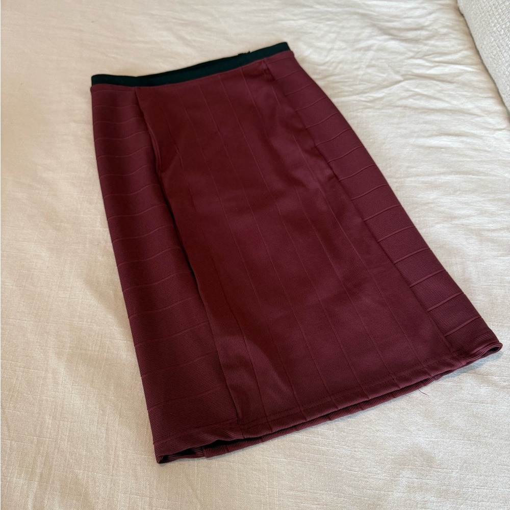 Zara wine red Burgundy midi textured Pencil Skirt XS